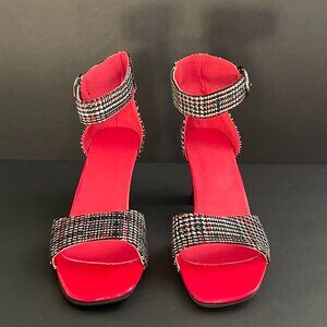 BLK, WHT, HOT PINK MINI HOUNDSTOOTH DESIGN [9.5 USA / 40 EUR] BLOCK 2.75" HEEL